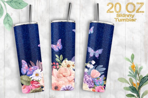 20oz Skinny Tumbler Flower Glitter Design Review