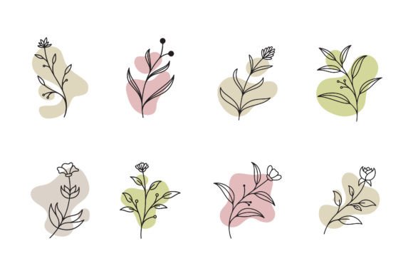 Botanical Plant Twigs and Flowers Vector for Logos & Editorial Design