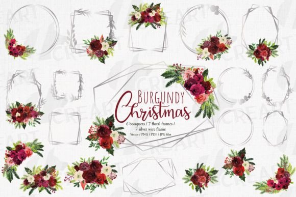 Bringing Holiday Cheer to Local Branding with Silver Frames, Red Christmas Bouquets Print Templates