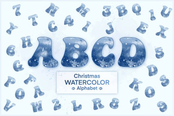 Christmas Watercolor Alphabet Letters for Crafts