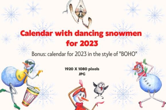 Desk Calendar with Dancing Snowmen Print Templates Review