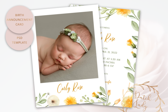 Elegant & Versatile Print Templates for Local Branding with PSD Birth Announcement Card Template 16