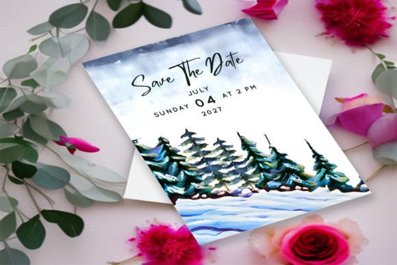 Elegant Winter-Themed Print Templates for Wedding Design Projects