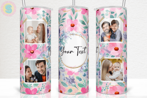 Florals Picture Photo Frame Tumbler – A Crafty Design Asset for Branding and Visual Projects