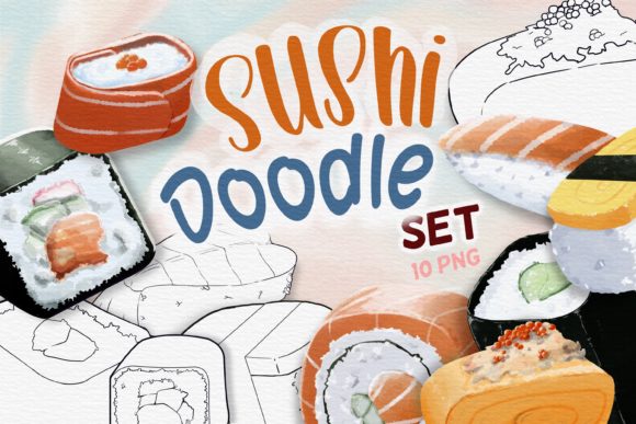 h1Sushi Doodle Set for Print Templates and Digital Product Sellers/h1