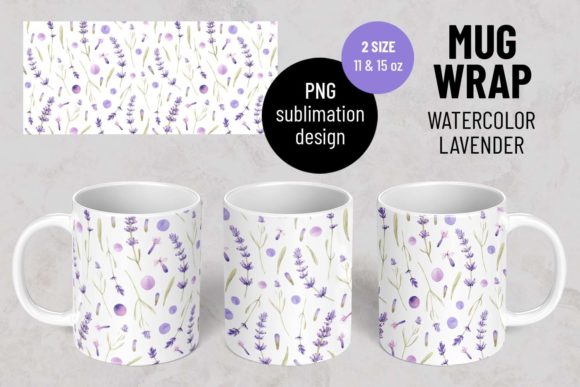 Lavender Flower Mug Wrap Sublimation for Crafts Branding