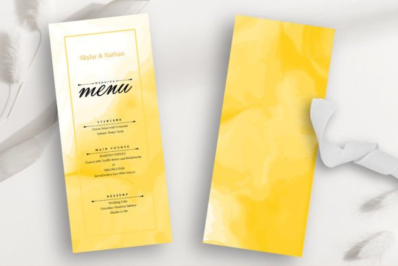 Minimal Yellow Watercolor Wedding Menu Review