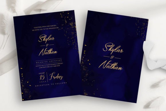 Navy Blue Watercolor Wedding Invitation Print Templates Review