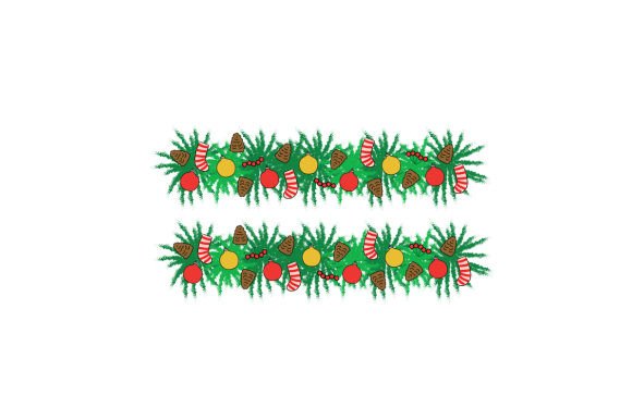 Nordic Garland Watercolor for Christmas Digital Products