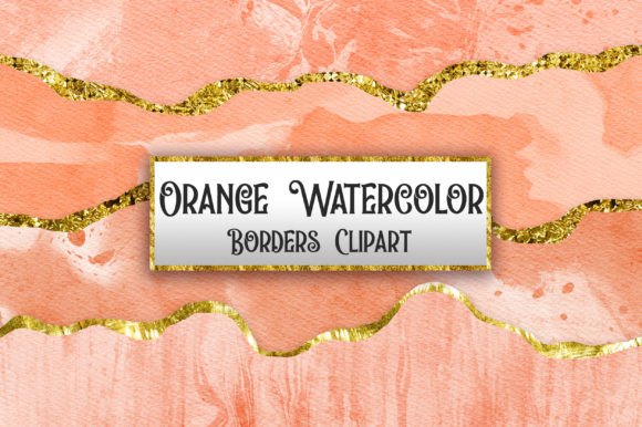 Orange Watercolor Borders Clipart for Backgrounds