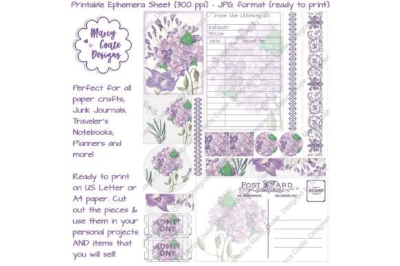 Purple Hydrangea Ephemera Collage Sheet Review
