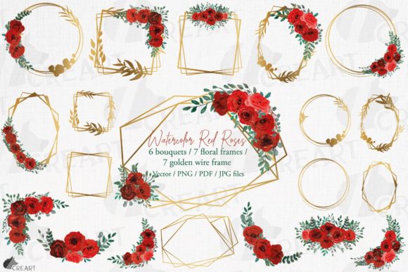 Red Rose Wedding Floral Frame Templates for Print Templates Lovers