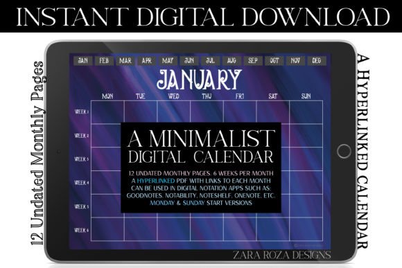 Royal Blue Monthly IPad Digital Calendar: Print Templates Review
