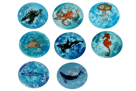 Sea Animal Round Sublimation Design for Crafts