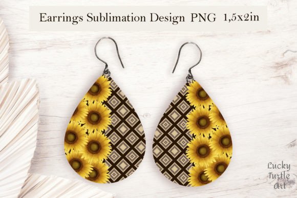 Sunflower Teardrop Sublimation Earrings for Crafts & Branding Projects
