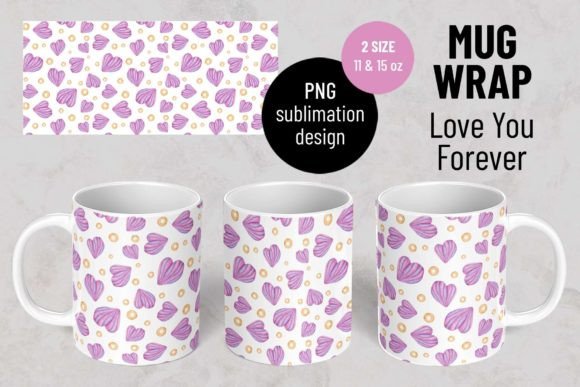 Valentine’s Love Hearts Mug Wrap PNG for Craft-Focused Content