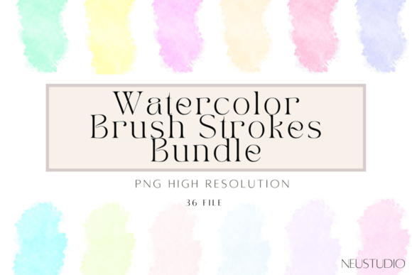 Watercolor Brush Strokes Png Bundle: Decorative Elements