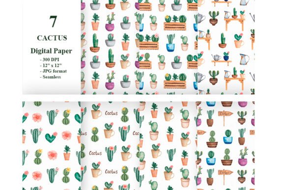 Watercolor Cactus Paper Seamless Patterns Review
