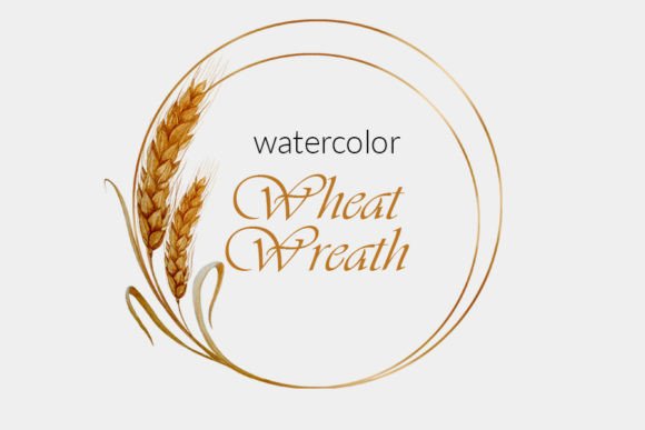 Wheat Wreath with a Golden Frame: A Sophisticated Print Template for Local Branding